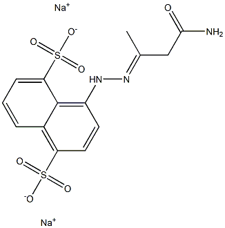 4-[2-(2-カルバモイル-1-メチルエチリデン)ヒドラジノ]-1,5-ナフタレンジスルホン酸二ナトリウム 化学構造式
