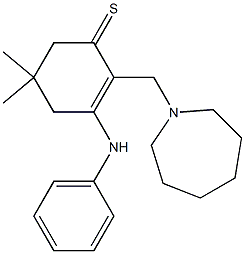 2-[[(Hexahydro-1H-azepin)-1-yl]methyl]-3-phenylamino-5,5-dimethyl-2-cyclohexene-1-thione 结构式