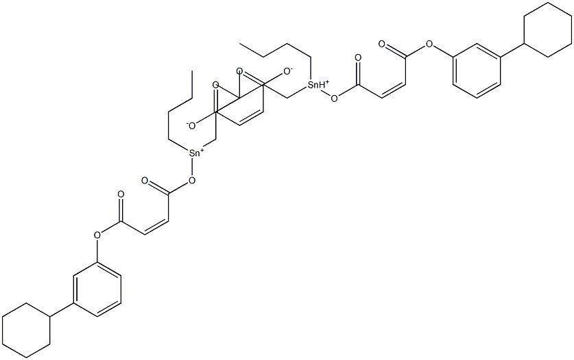 Maleic acid bis[dibutyl[[(Z)-2-(3-cyclohexylphenyloxycarbonyl)vinyl]carbonyloxy]tin(IV)] salt Structure