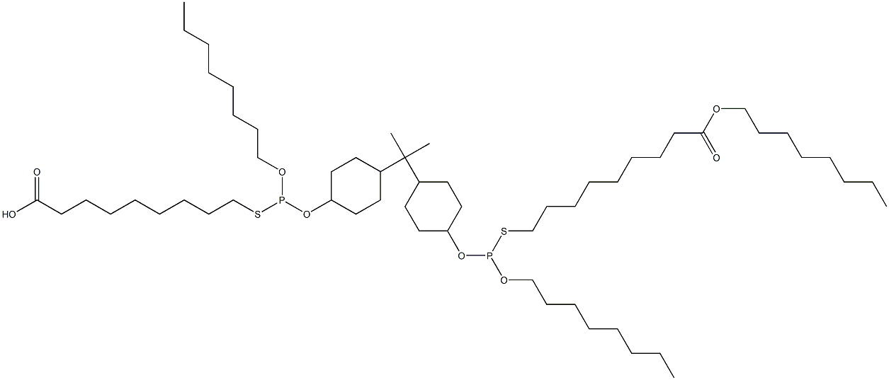 9,9'-[[Isopropylidenebis(4,1-cyclohexanediyloxy)]bis[(octyloxy)phosphinediylthio]]bis(nonanoic acid octyl) ester Structure