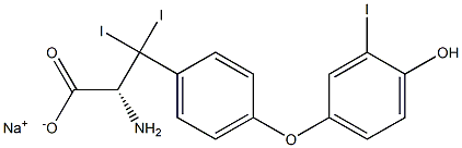 (R)-2-アミノ-3-[4-(4-ヒドロキシ-3-ヨードフェノキシ)フェニル]-3,3-ジヨードプロパン酸ナトリウム 化学構造式