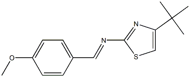4-tert-ブチル-2-[(4-メトキシベンジリデン)アミノ]チアゾール 化学構造式