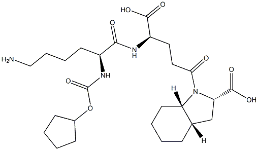 (2S,3aS,7aS)-オクタヒドロ-1-[(4R)-4-[[(2S)-6-アミノ-2-[シクロペンチルオキシカルボニルアミノ]ヘキサノイル]アミノ]-4-カルボキシブチリル]-1H-インドール-2-カルボン酸 化学構造式