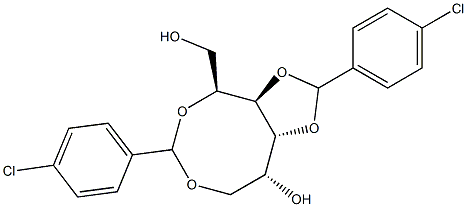 2-O,6-O:3-O,4-O-ビス(4-クロロベンジリデン)-D-グルシトール 化学構造式