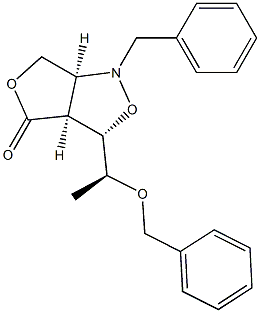 [3S,3aS,6aS]-3-[(S)-1-(フェニルメトキシ)エチル]テトラヒドロ-1-ベンジル-1H,4H-フロ[3,4-c]イソオキサゾール-4-オン 化学構造式