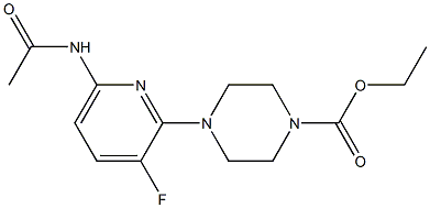 4-(6-Acetylamino-3-fluoro-2-pyridyl)-1-piperazinecarboxylic acid ethyl ester Struktur