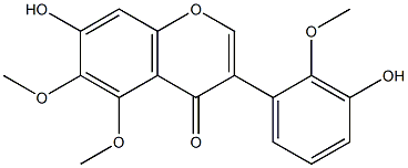 3',7-ジヒドロキシ-2',5,6-トリメトキシイソフラボン 化学構造式