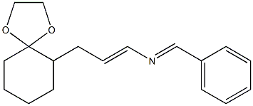 (E)-3-(1,4-Dioxaspiro[4.5]decan-6-yl)-N-[(E)-benzylidene]-1-propen-1-amine Struktur