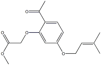 2-Acetyl-5-(3-methyl-2-butenyloxy)phenoxyacetic acid methyl ester Struktur