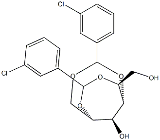 1-O,4-O:2-O,5-O-ビス(3-クロロベンジリデン)-L-グルシトール 化学構造式