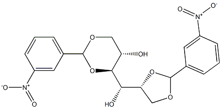 1-O,2-O:4-O,6-O-ビス(3-ニトロベンジリデン)-L-グルシトール 化学構造式
