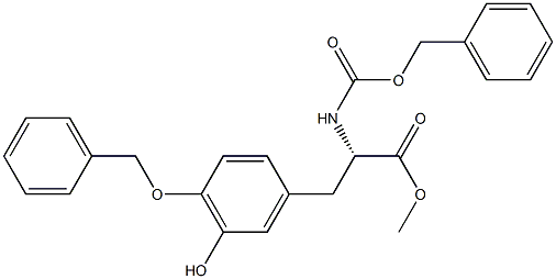 (2S)-2-ベンジルオキシカルボニルアミノ-3-(4-ベンジルオキシ-3-ヒドロキシフェニル)プロピオン酸メチル 化学構造式