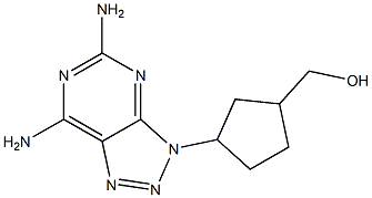 5,7-ジアミノ-3-(3-ヒドロキシメチルシクロペンチル)-3H-1,2,3-トリアゾロ[4,5-d]ピリミジン 化学構造式
