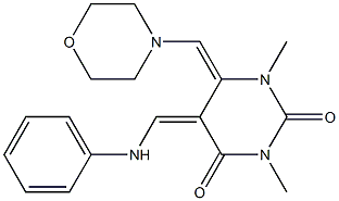(5Z,6E)-5,6-Dihydro-6-morpholinomethylene-5-phenylaminomethylene-1,3-dimethylpyrimidine-2,4(1H,3H)-dione Struktur