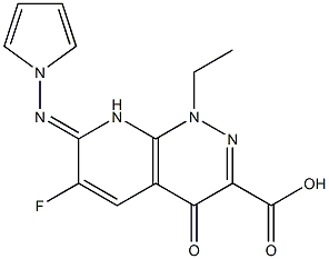 6-フルオロ-1-エチル-7-ピロリジノ-1,4-ジヒドロ-4-オキソピリド[2,3-c]ピリダジン-3-カルボン酸 化学構造式