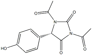 (5S)-1,3-ジアセチル-5-(4-ヒドロキシフェニル)-2,4-イミダゾリジンジオン 化学構造式