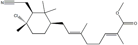 (2E,6E)-8-[(1S,2S,4R)-1-Chloro-2-(cyanomethyl)-1,3,3-trimethylcyclohexan-4-yl]-2,6-dimethyl-2,6-octadienoic acid methyl ester Struktur