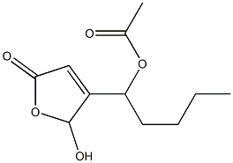 Acetic acid 1-[(2,5-dihydro-2-hydroxy-5-oxofuran)-3-yl]pentyl ester Struktur