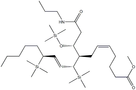 (5Z,8R,9R,10E,12S)-8-[(1R)-1-(Trimethylsilyloxy)-2-(N-propylcarbamoyl)ethyl]-9,12-bis(trimethylsilyl)-5,10-heptadecadienoic acid methyl ester Structure