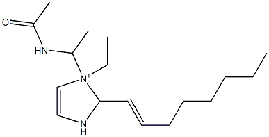 1-[1-(アセチルアミノ)エチル]-1-エチル-2-(1-オクテニル)-4-イミダゾリン-1-イウム 化学構造式