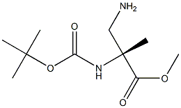 (R)-2-(アミノメチル)-2-[[(tert-ブチルオキシ)カルボニル]アミノ]プロパン酸メチル 化学構造式