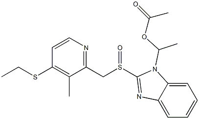 1-(1-Acetyloxyethyl)-2-[(3-methyl-4-ethylthio-2-pyridinyl)methylsulfinyl]-1H-benzimidazole Struktur