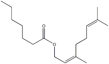 Heptanoic acid (Z)-3,7-dimethyl-2,6-octadienyl ester Struktur