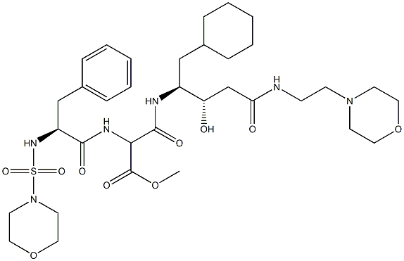 3-[[(1S,2S)-1-(Cyclohexylmethyl)-2-hydroxy-4-[2-(4-morpholinyl)ethylamino]-4-oxobutyl]amino]-3-oxo-2-[(S)-2-(4-morpholinylsulfonylamino)-3-phenylpropanoylamino]propionic acid methyl ester 结构式
