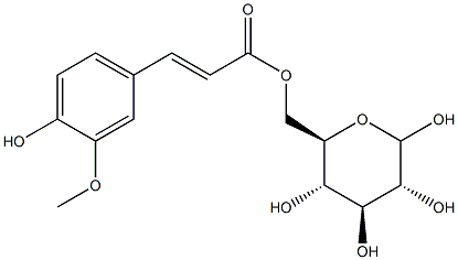 6-O-[(E)-3-(4-ヒドロキシ-3-メトキシフェニル)アクリロイル]-D-グルコピラノース 化学構造式
