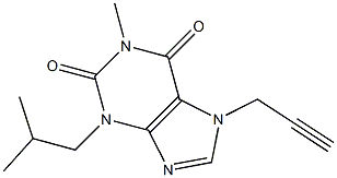 7-(2-プロピニル)-3-(2-メチルプロピル)-1-メチルキサンチン 化学構造式