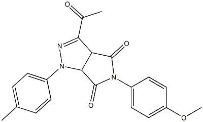 1,3a,4,5,6,6a-Hexahydro-3-acetyl-4,6-dioxo-5-(4-methoxyphenyl)-1-(4-methylphenyl)pyrrolo[3,4-c]pyrazole 结构式