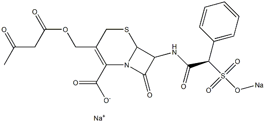 8-Oxo-3-(3-oxobutyryloxymethyl)-7-[[(2R)-2-phenyl-2-(sodiooxysulfonyl)acetyl]amino]-5-thia-1-azabicyclo[4.2.0]oct-2-ene-2-carboxylic acid sodium salt