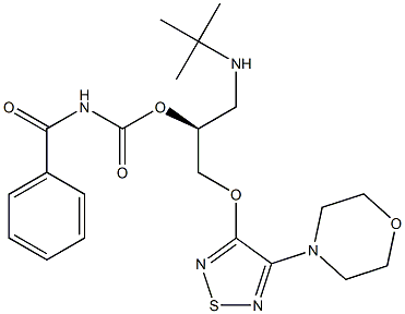 (S)-1-[(1,1-Dimethylethyl)amino]-3-[[4-(morpholin-4-yl)-1,2,5-thiadiazol-3-yl]oxy]-2-propanol benzoylcarbamate 结构式