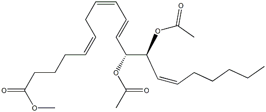 (5Z,8Z,10E,12R,13S,14Z)-12,13-ジアセトキシ-5,8,10,14-イコサテトラエン酸メチル 化学構造式