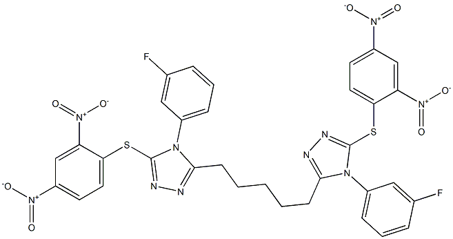5,5'-(1,5-Pentanediyl)bis[4-(3-fluorophenyl)-3-(2,4-dinitrophenylthio)-4H-1,2,4-triazole] Structure