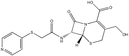 (6R,7R)-3-(Hydroxymethyl)-8-oxo-7-[2-(4-pyridylthio)acetylamino]-5-thia-1-azabicyclo[4.2.0]octa-2-ene-2-carboxylic acid Structure