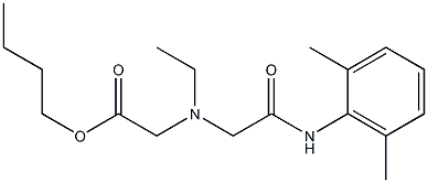 2-[N-エチル-N-(ブトキシカルボニルメチル)アミノ]-N-(2,6-ジメチルフェニル)アセトアミド 化学構造式