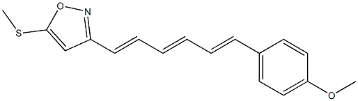 3-[(1E,3E,5E)-6-[4-メトキシフェニル]-1,3,5-ヘキサトリエニル]-5-(メチルチオ)イソオキサゾール 化学構造式