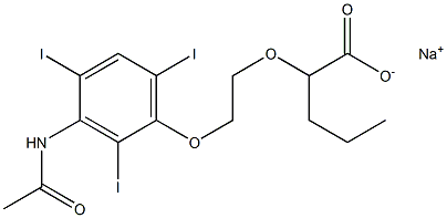 2-[2-(3-Acetylamino-2,4,6-triiodophenoxy)ethoxy]valeric acid sodium salt Structure