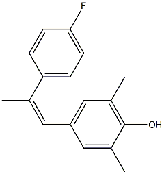 4-[2-(4-フルオロフェニル)-1-プロペニル]-2,6-ジメチルフェノール 化学構造式