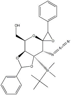tert. Butyldimethylsilyl 2-Azido-4,3-di-O-benzylidene-2-deoxy-beta-D-galactopyranoside Struktur