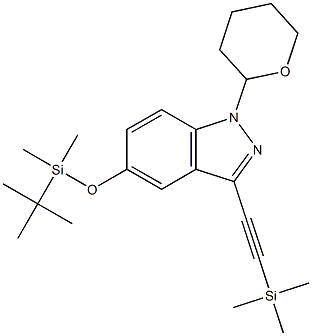 5-(tert-butyldimethylsilyloxy)-1-(tetrahydro-2H-pyran-2-yl)-3-(2-(trimethylsilyl)ethynyl)-1H-indazole
