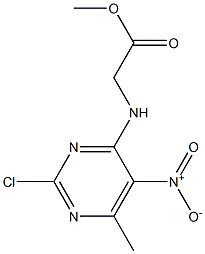 N-(2-chloro-6-methyl-5-nitro-pyrimidin-4-yl)-glycine-methyl ester Structure