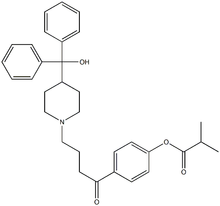 (+)[4-[4-[4-(羟基二苯甲基)-1-哌啶基]-1-氧代丁基]苯基]-2,2-二甲基乙酸甲酯 结构式