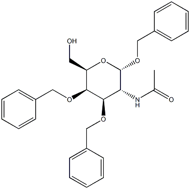 苄基2-乙酰氨基-3,4-二-O-苄基-2-脱氧-Α-D-吡喃半乳糖苷 结构式
