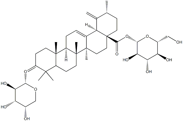 3b-[(a-L-arabinopyranosyl) oxy]urs-12,19(29)-dien-28-oic acid 28-b-D-glucopyranosyl ester Structure