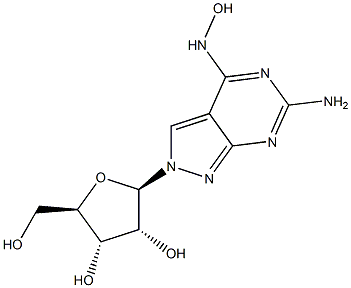6-Amino-4-hydroxyamino-2-(beta-D-ribofuranosyl)-2H-pyrazolo[3,4-d]pyrimidine 结构式