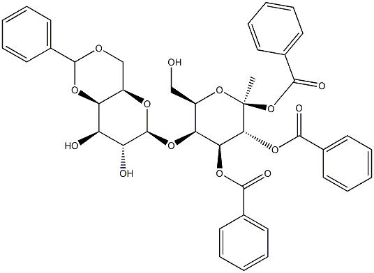 Methyl 4-O-[4,6-O-(benzylidene)-b-D-galactopyranosyl] b-D-galactopyranoside tribenzoate Structure