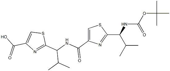 2-[(1S)-1-[[[2-[(1S)-1-[[(1,1-Dimethylethoxy)carbonyl]amino]-2-methylpropyl]-4-thiazolyl]carbonyl]amino]-2-methylpropyl]-4-thiazolecarboxylic Acid Structure