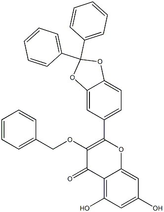 2-(2,2-Diphenyl-1,3-benzodioxol-5-yl)-5,7-dihydroxy-3-(phenylmethoxy)-4H-1-benzopyran-4-one, 498548-17-7, 结构式